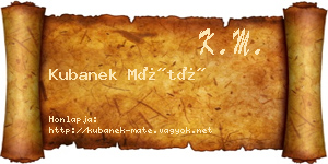 Kubanek Máté névjegykártya